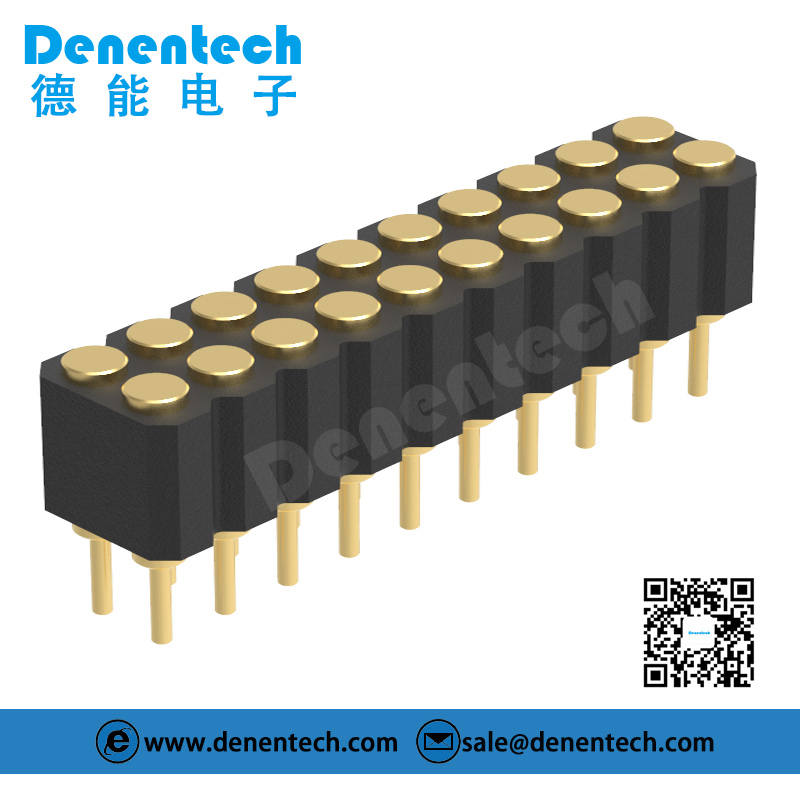 Denentech Micro Pogo Pins Manufacturer 2.00MM H4.0MM dual row female straight pogo pin connector 